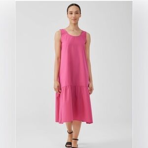 Eileen Fisher Vibrant Pink Sleeveless Tiered Organic Cotton Midi Dress Size XL